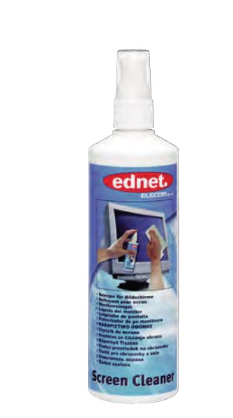 Ednet. - Speciální čistící prostředek na obrazovky, sklo plastové povrchy 250ml rozprašovač