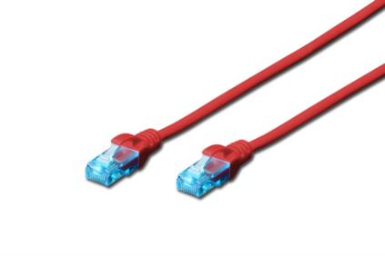 DIGITUS CAT 5e U-UTP patch cable PVC AWG 26/7 length 3m color red