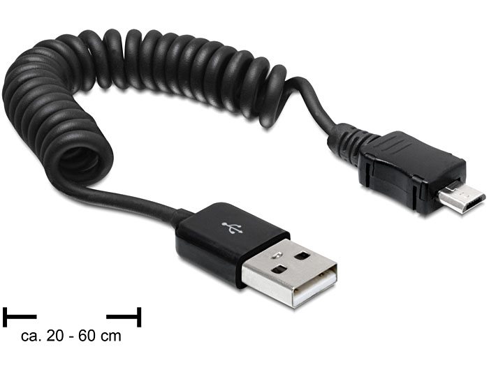 Delock 83162 kabel USB 2.0 A samec > USB micro B samec, kroucený kabel