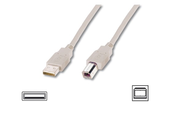 ASSMANN USB2.0 cable 1.8m USB A to USB B bulk beige