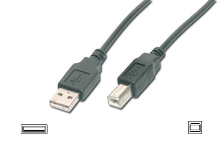 Digitus USB kabel A/samec na B/samec, 2x stíněný, černý, 1m