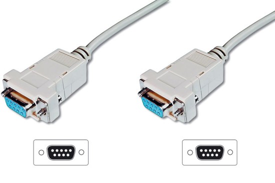 Digitus připojovací kabel nullmodem DB9 F/F 1,8m, béžový
