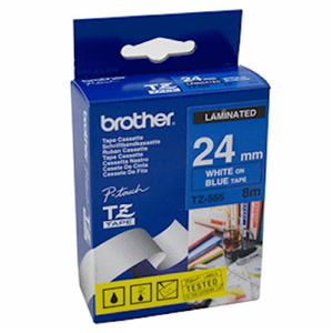 Brother - TZe-555, modrá / bílá (24mm, laminovaná)