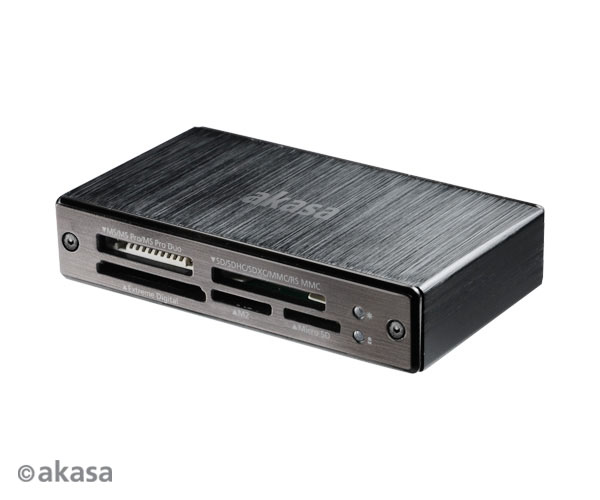 AKASA čtečka karet AK-CR-06BK externí, 6-slotová, USB 3.0, černý hliník
