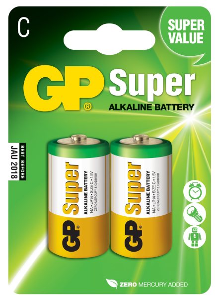 GP alkalická baterie 1,5V C (LR14) Super 2ks