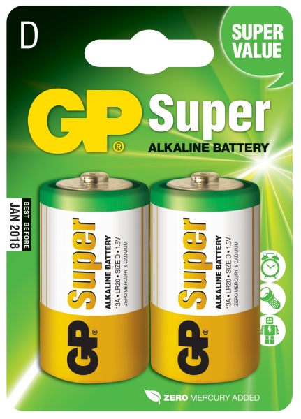 GP alkalická baterie 1,5V D (LR20) Super 2ks