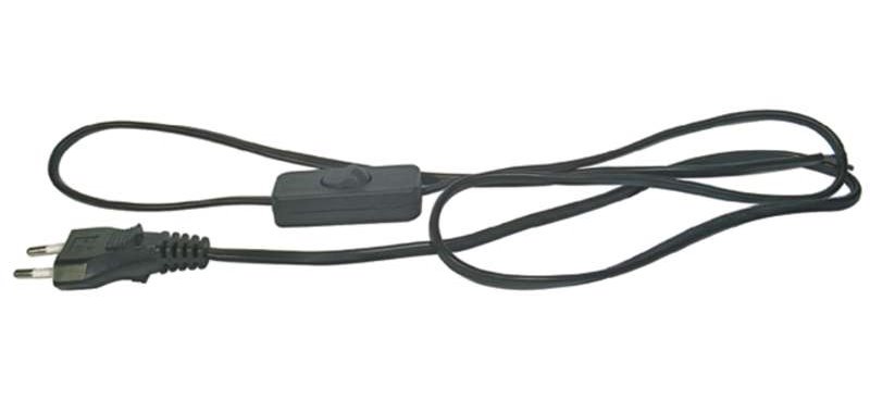 Flexo šňůra PVC 2× 0,75mm2 s vypínačem, 3m, černá