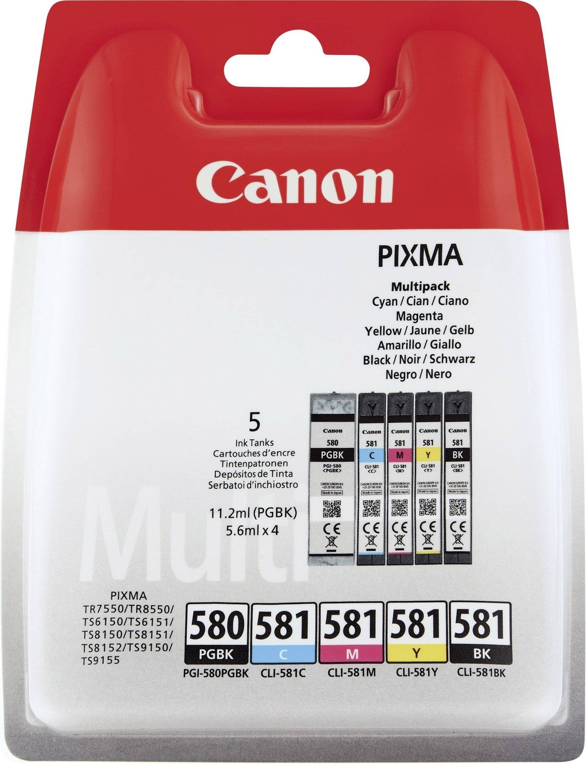 Canon 2078C006 - originální Canon CARTRIDGE PGI-580/CLI-581 BK/CMYK Multi-pack SEC pro PIXMA TS615x,625x,635x,815x,915xTR7550,8550