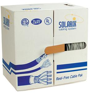Solarix SXKD-5E-FTP-PVC CAT5e, FTP PVC, drát, 305m, šedý Solarix Instalační kabel CAT5E FTP PVC Eca 305m/box