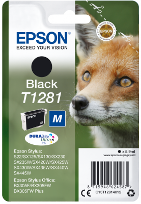 EPSON ink čer Singlepack "Liška" Black T1281 DURABrite Ultra Ink (5,9 ml)