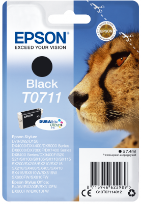 EPSON ink čer Singlepack Black T0711 DURABrite Ultra Ink (7,4 ml)