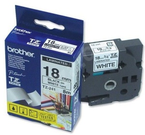 BROTHER TZE241 - kazeta TZ šířky 18mm, laminovaná TZE-241, bílá/černé písmo