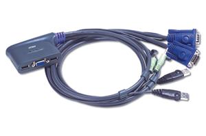 ATEN přepínač KVM 2-port VGA KVMP USB2.0, mini, audio, 1,8m kabely