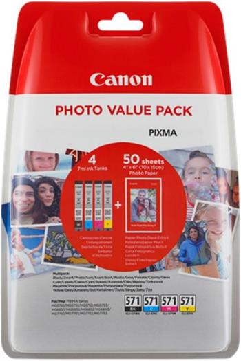 Canon inkoustová náplň CLI-571XL C/M/Y/BK + 50x PP-201 pro Canon Pixma MG6850,MG6851,MG6852,MG6853,MG7750...