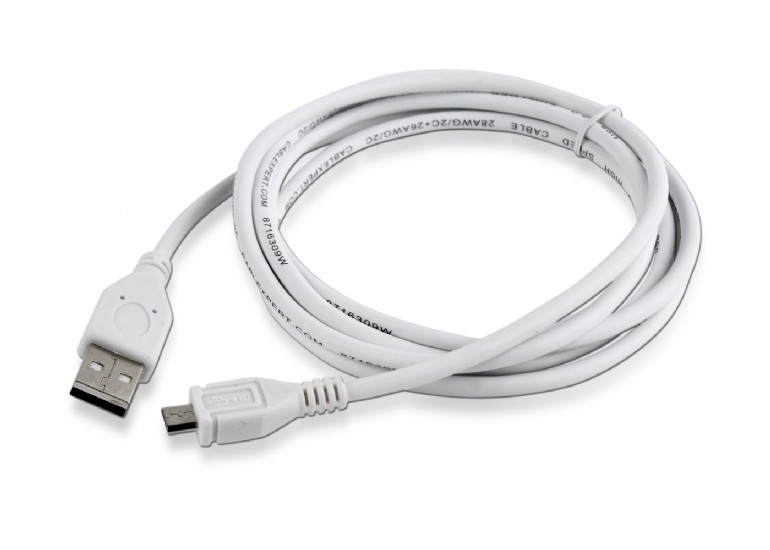 GEMBIRD Kabel USB A Male/Micro B Male 2.0, 1,8m, White, High Quality