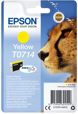 EPSON ink bar Singlepack Yellow T0714 DURABrite Ultra Ink (5,5 ml)