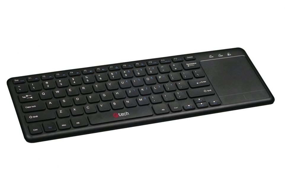 C-Tech WLTK-01 klávesnice, bezdrátová s touchpadem, černá, USB