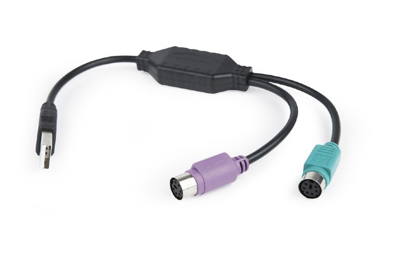 Gembird adaptér USB 2.0 (M) na PS/2, kabel, 0.3 m, černý