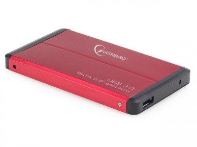 GEMBIRD externí box pro 2.5" zařízení, USB 3.0, SATA, červený
