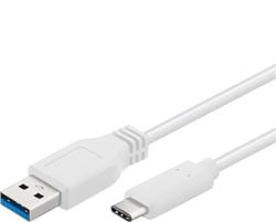 PremiumCord Kabel USB 3.1 typ C/male - USB 3.0 A/male/ 2m/ bílý