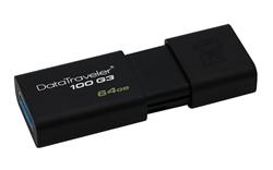 Kingston flash disk 64GB DT 100 G3 USB 3.0 (čtení/zápis: 100/10MB/s) černý