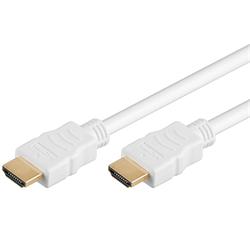 PremiumCord HDMI High Speed + Ethernet kabel, zlacené konektory, 1.5m, bílý