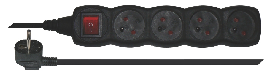 EMOS Prodlužovací kabel s vypínačem 4 zásuvky 5m, černý