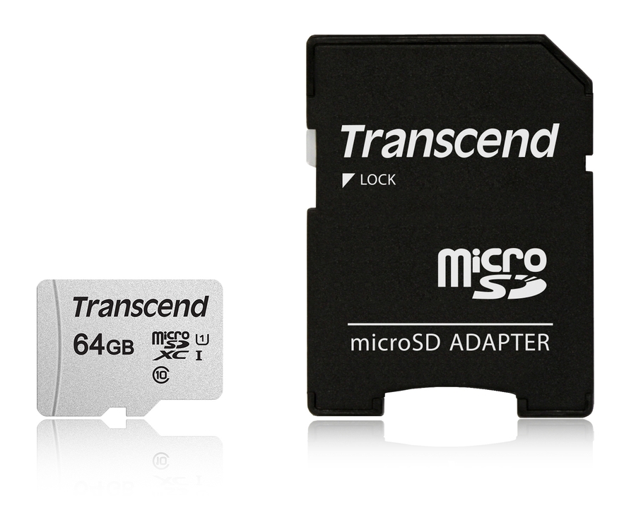 Transcend microSDXC UHS-I U1 64 GB TS64GUSD300S-A TRANSCEND MicroSDXC karta 64GB 300S, UHS-I U1 + adaptér