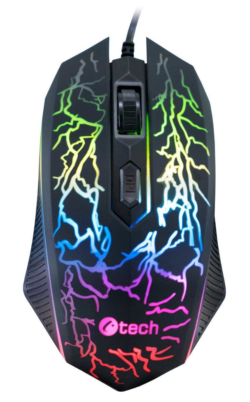 C-Tech Tychon GM-03P herní myš, casual gaming, herní, 7 barev podsvícení, 3200DPI, USB