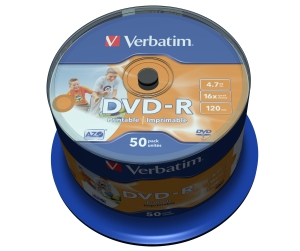 VERBATIM DVD-R(50-Pack)Spindle/Inkjet Printable Wide/16x/4.7GB