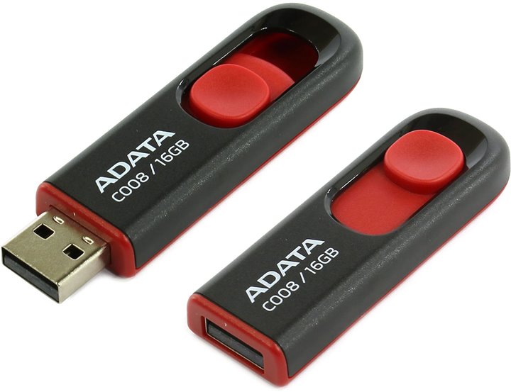 ADATA Flash Disk 16GB C008, USB 2.0 Classic, černá