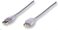 MANHATTAN Kabel USB 2.0 A-A prodlužovací 3m (stříbrný)