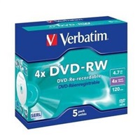 VERBATIM DVD-RW 4,7GB/ 4x/ DLP/ Jewel/ 5pack