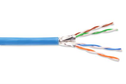 DIGITUS Instalační kabel CAT 6A U-FTP, 500 MHz Eca (EN 50575), AWG 23/1, papírová krabička 100 m, simplex, barva modrá