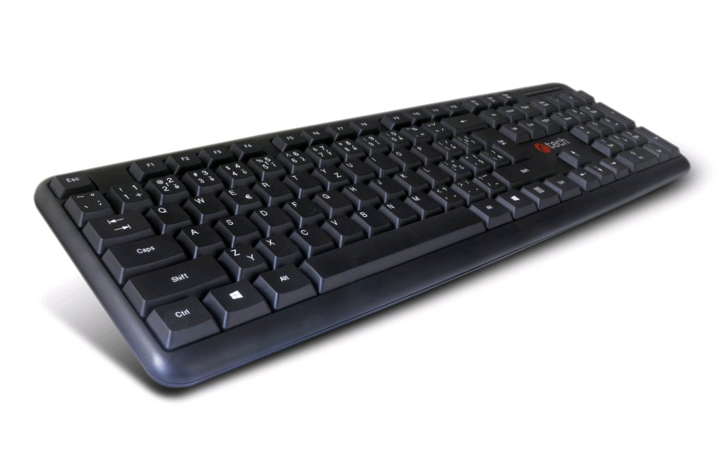 C-Tech KB-102-BL klávesnice PS/2, slim, black, CZ/SK