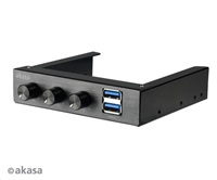 Akasa AK-FC-06U3BK AKASA ovládací panel do 3,5" pozice, 3x FAN, 2x USB 3.0, černý hliník