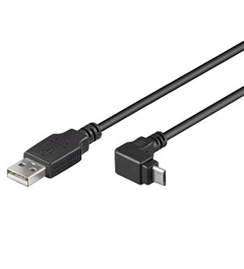 PREMIUMCORD Kabel USB 2.0 A-Micro B propojovací úhlový 90st. 2m (černý)