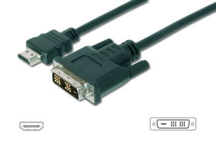 Digitus Adaptérový kabel HDMI, typ A-DVI (18 + 1) M / M, 3,0 m, Full HD, bl