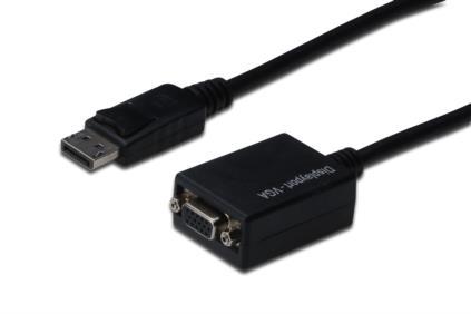 ASSMANN DisplayPort adapter cable DP - HD15 M/F 0.15m w/interlock DP 1.1a compatible CE bl