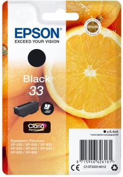 Epson C13T33314012 - originální EPSON ink čer Singlepack "Pomeranč" Black 33 Claria Premium Ink