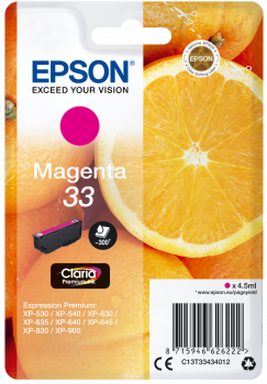 Epson inkoustová náplň/ T3343/ Singlepack 33 Claria Premium Ink/ Magenta