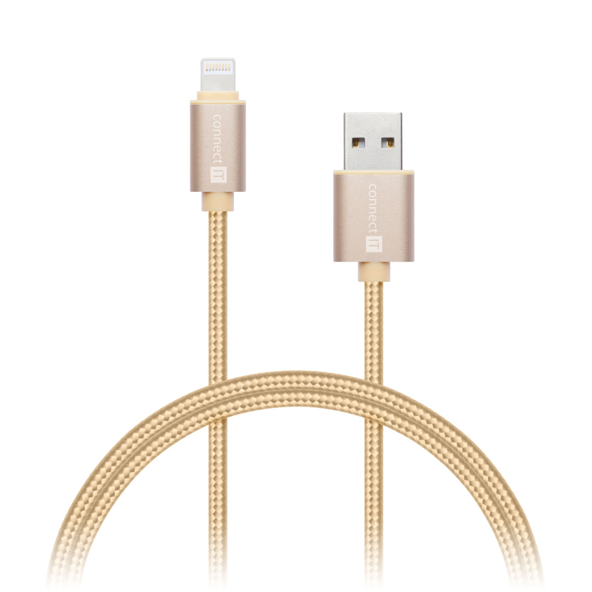 CONNECT IT Wirez Premium Metallic Lightning - USB, gold, 1m