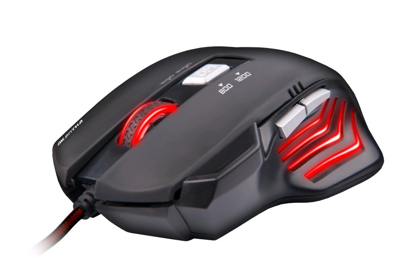 C-Tech Akantha GM-01R myš, herní, červené podsvícení, 2400 DPI, USB