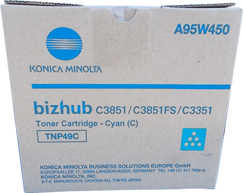 Konica Minolta toner A95W450, cyan, 12000str., TNP-49C, Konica Minolta Bizhub C3351, Bizhub C3851