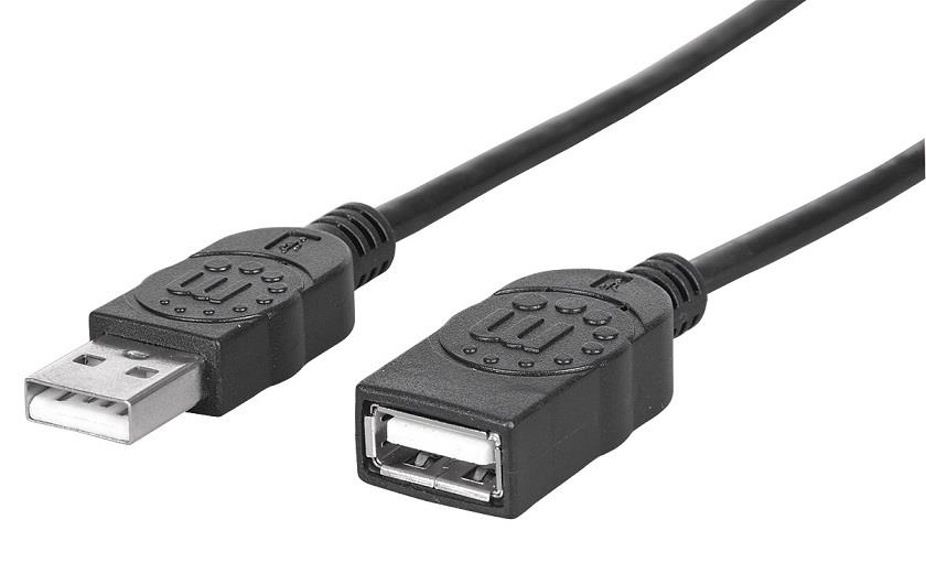MANHATTAN Kabel USB 2.0 prodlužovací A Male / A Female 1,8m černý