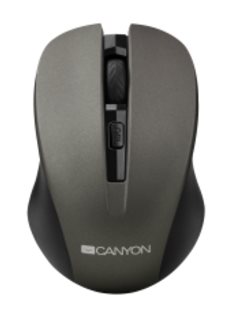 CANYON myš optická bezdrátová CMSW1, nastavitelné rozlišení 800/1000/1200 dpi, 4 tl, USB nano reciever, šedá