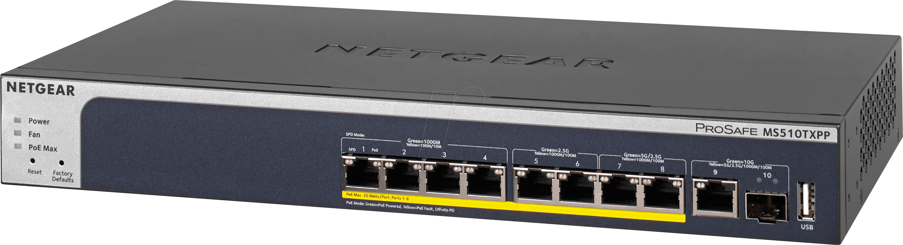 Netgear MS510TXPP NETGEAR 8-Port PoE+ Multi-Gigabit Smart Managed Pro Switch with 10G Copper/Fiber Uplinks, MS510TXPP