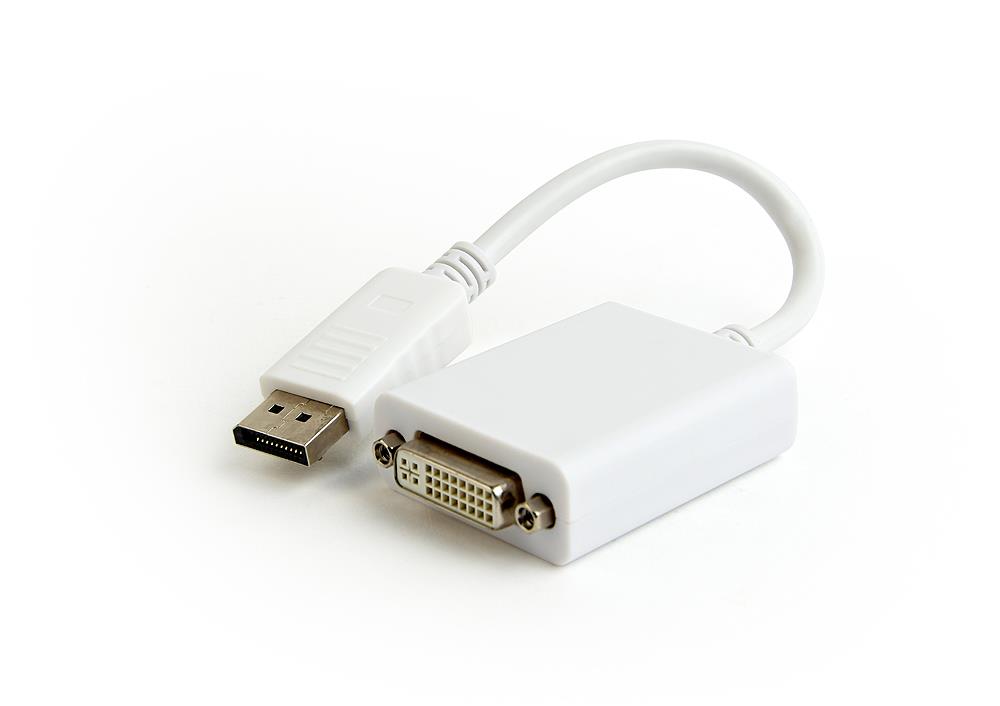 Gembird adaptér DisplayPort 1.2 (M) na Dual Link DVI (F) 0.1m kábel, biely