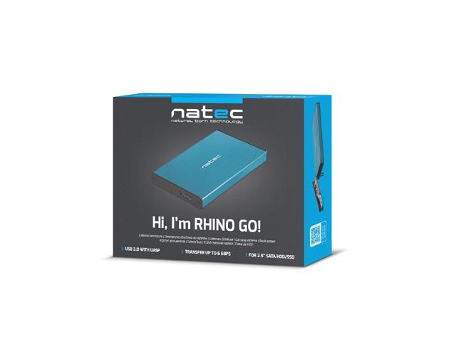 Natec external enclosure RHINO GO for 2,5`` SATA, USB 3.0, Blue, NKZ-1280
