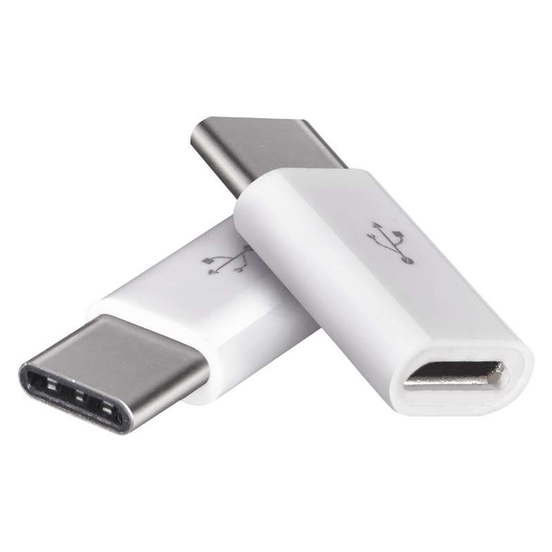 Adaptér microUSB-B 2.0 / USB-C 2.0, bílý, 2 ks
